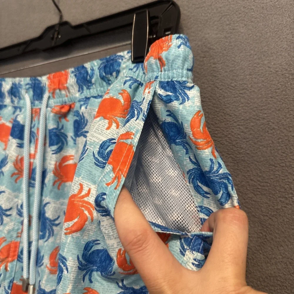 Peter Millar Seaside Swim Trunks Lined Crab Print Mens Size XXL 8